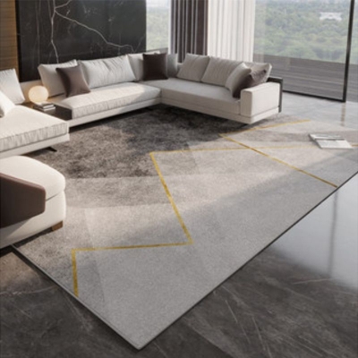 Tappeto moderno nero Tappeto con area grafica in poliestere Tappeto resistente alle macchie per la decorazione domestica