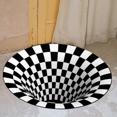 Tappeto geometrico nero Tappeto moderno in poliestere Tappeto lavabile per soggiorno