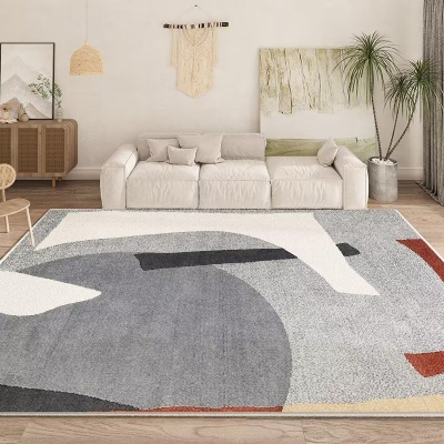 Tappeto nordico marrone scuro Tappeto a blocchi di colore in poliestere Tappeto resistente agli strappi per la decorazione domestica