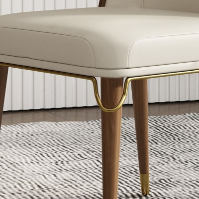 Sedia laterale da pranzo con base in legno imbottita con schienale standard in stile Glam per la casa