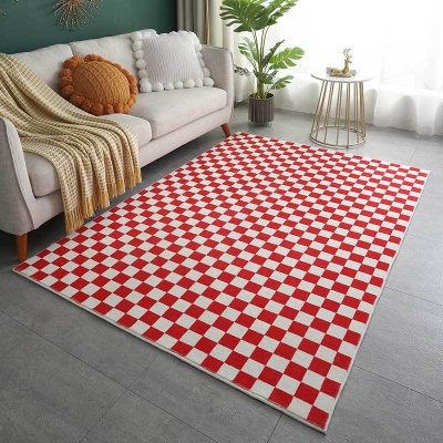 Tappeto con stampa a quadretti Funky Tappeto per interni in poliestere resistente alle macchie per soggiorno