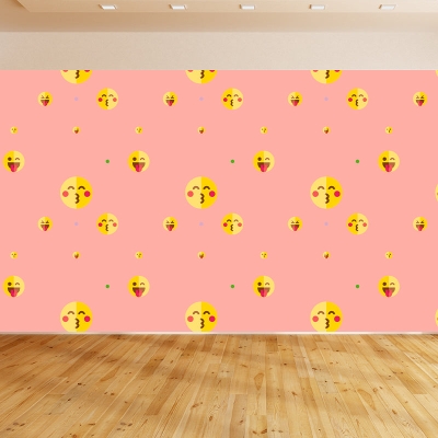 Adesivo murale resistente alle macchie Cartoon Emoji Illustration Soggiorno