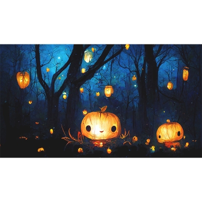 Peinture murale &agrave; motif de citrouille d'halloween, Version horizontale, r&eacute;sistante &agrave; l'humidit&eacute; pour la d&eacute;coration murale