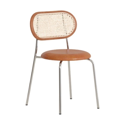 Sedia da pranzo in ecopelle con finitura lucida e gambe in metallo per cucina