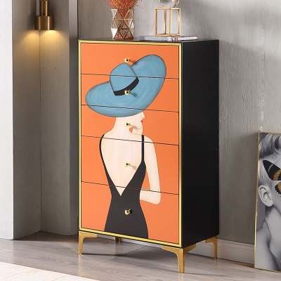 Klassische, glamour&ouml;se, vertikale Dessous-Kommode aus Holz mit Schubladen f&uuml;r das Schlafzimmer