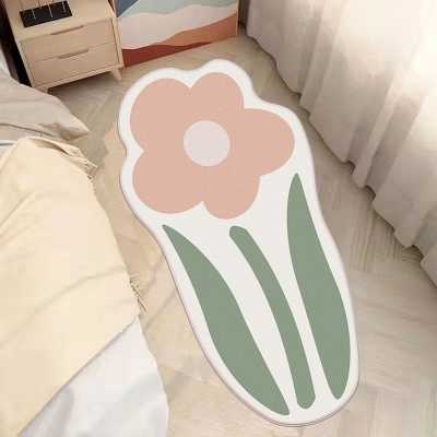 Tappeto con motivo a cartoni animati Tappeto resistente alle macchie a forma di fiore per la decorazione domestica
