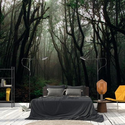Carta da parati fotografica ecologica Carta da parati murale per camera da letto con foresta