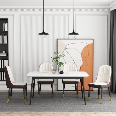 Sedia da sala da pranzo contemporanea in ecopelle e metallo senza braccioli