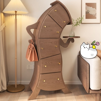 Moderne vertikale Dessouskommode aus Holz mit 5 Schubladen f&uuml;r das Schlafzimmer