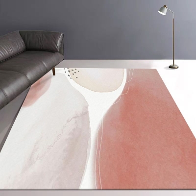 Tappeto nordico rosa Tappeto a blocchi di colore in poliestere Tappeto lavabile per soggiorno