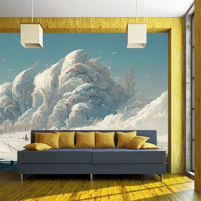 Carta da parati murale ecologica, pittura di paesaggio, decorazione murale per camera da letto