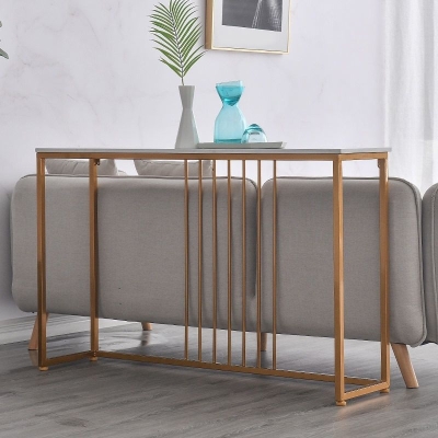 Glam-Konsolen-Akzenttisch, Sofa-Konsolentisch mit Antik-Finish aus Marmor
