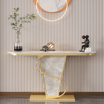Sofatisch im Glam-Stil mit Schieferplatte, Konsolen-Akzenttisch f&uuml;r den Eingangsbereich