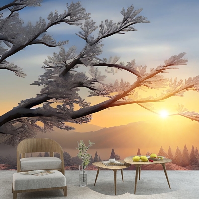 Murale con motivo illustrazione foresta resistente all'umidit&agrave; per la decorazione di soggiorno e camera da letto
