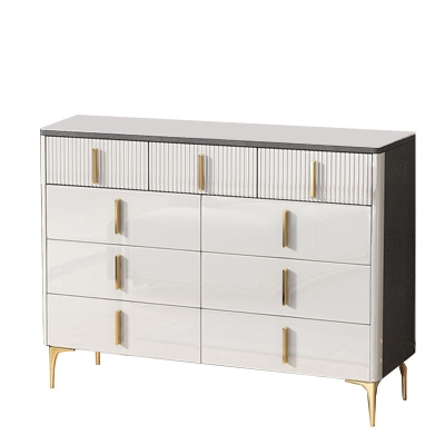 Glam Stone Aufbewahrungstruhe f&uuml;r Schlafzimmer, wei&szlig;, mit Metallbeinen