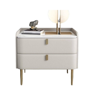 Comodino da tavolo Glam Accent a 2 cassetti, finitura anticata