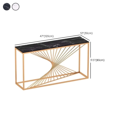 Glam-Rechteck-Konsolentisch, Antik-Finish, Konsolen-Sofatisch aus Marmor