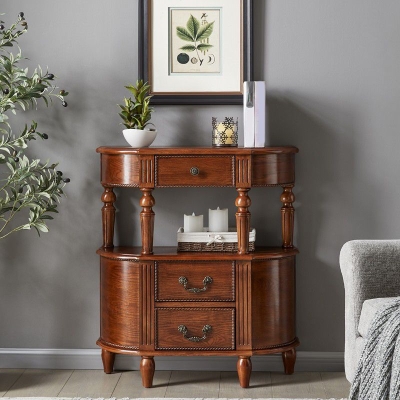 Mid-Century Modern Holz-Akzenttisch Halbmond-Konsolen-Sofatisch f&uuml;r Flur