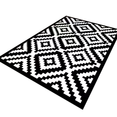 Tappeto per interni con stampa geometrica contemporanea in poliestere, retro antiscivolo, rettangolare