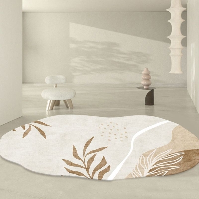 Tappeto moderno beige Tappeto lavabile in poliestere con area colorata per decorazioni per la casa