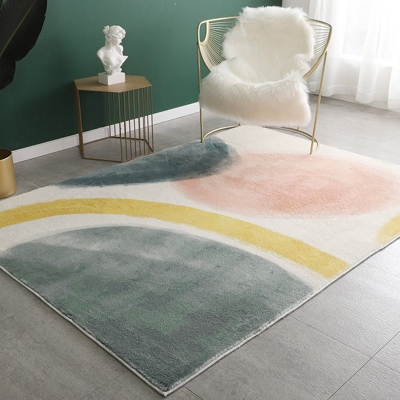 Tappeto in pezzi di colore bianco Tappeto moderno per interni in poliestere Tappeto con supporto antiscivolo per salotto