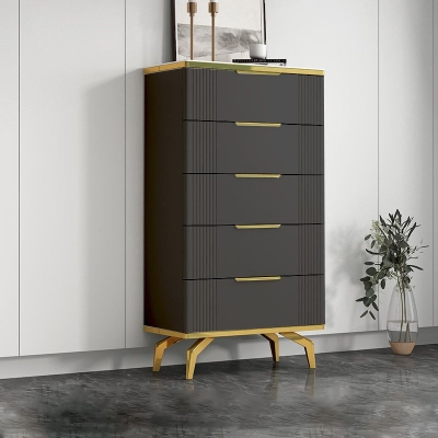 Cassettiera portaoggetti da soggiorno Cassettiera portaoggetti in stile glam con cassetti
