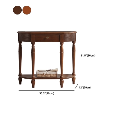 Halbmondf&ouml;rmiger Konsolentisch aus Holz im Mid-Century Modern-Stil mit 4 Beinen in Braun