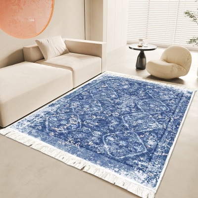Bohemian Tribal Padr&atilde;o Tapete com franjas de poli&eacute;ster Tapete interno lav&aacute;vel para sala de estar