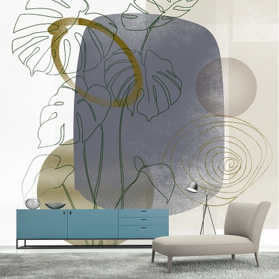 Illustrazione di piante Carta da parati resistente alla muffa Decorazione murale per la camera da letto ambientale