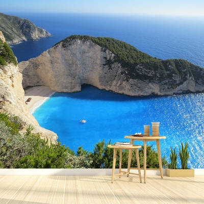 Carta da parati fotografica con motivo muffa sulla spiaggia, decorazione orizzontale per soggiorno