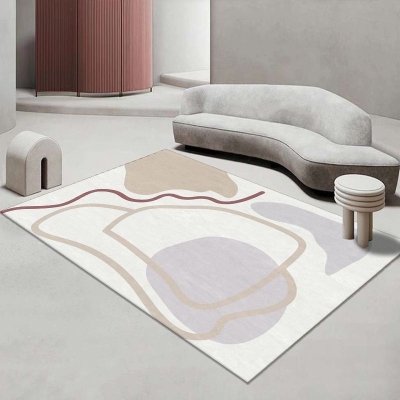Tappeto rosa chiaro a contrasto di colore Tappeto nordico in poliestere resistente alle macchie per la decorazione domestica