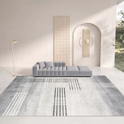 Tappeto moderno grigio chiaro Tappeto Striola in poliestere resistente alle macchie per la decorazione domestica