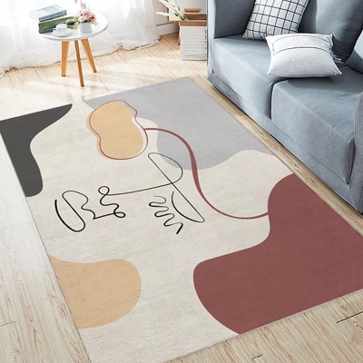 Tappeto moderno Tappeto a blocchi di colore in poliestere Tappeto resistente alle macchie per la decorazione domestica