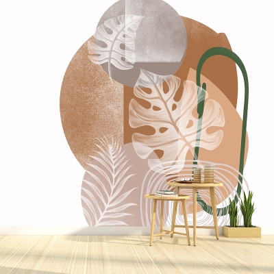 Illustrazione Carta da parati murale resistente alle macchie Piante Decorazione murale per camera da letto