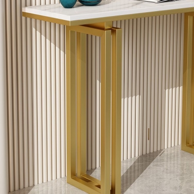 Glamour&ouml;ser Konsolen-Akzenttisch mit antikem Finish, Konsolentisch aus Stein