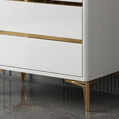 Glam Stone Aufbewahrungstruhe f&uuml;r Schlafzimmer, wei&szlig;e Truhe mit Metallbeinen