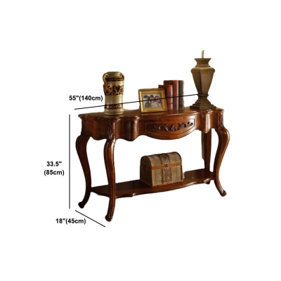 Massivholztisch, 31,49" H/33,46" H, dunkelbrauner Tisch f&uuml;r den Flur, Freiform