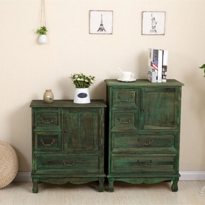 12" D Traditionelle Holz-Kommode, Schlafzimmer-Aufbewahrungskommode mit Schubladen und T&uuml;r