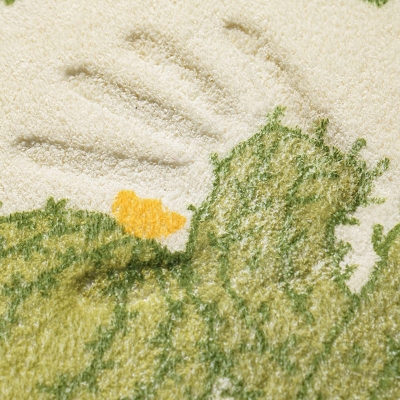 Tappeto per bambini beige Tappeto a semicerchio in poliestere Tappeto lavabile per camera da letto