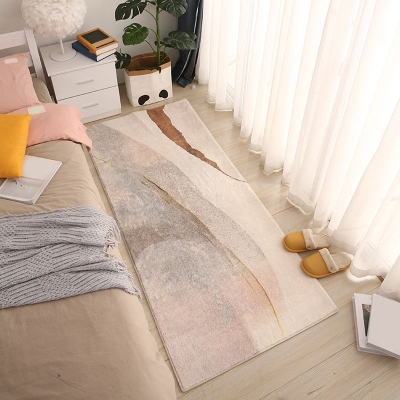 Tappeto moderno beige Tappeto lavabile in poliestere a blocchi di colore per la decorazione domestica