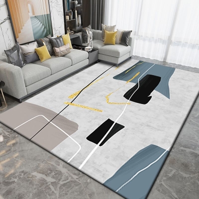Tappeto moderno blu in poliestere, pezzo di colore, tappeto lavabile, per la decorazione domestica