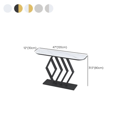 Moderner Metall-Akzenttisch, halbmondf&ouml;rmiger Sofa-Konsolentisch aus Stein f&uuml;r den Flur