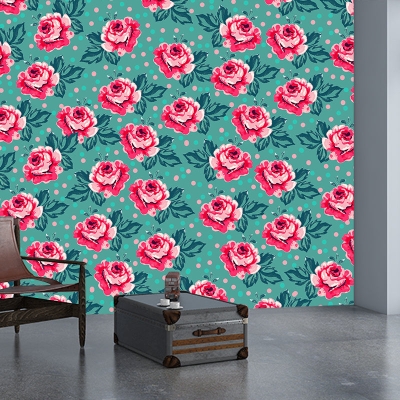 Carta da parati con illustrazioni di fiori, decorazione murale resistente alla muffa per la camera da letto