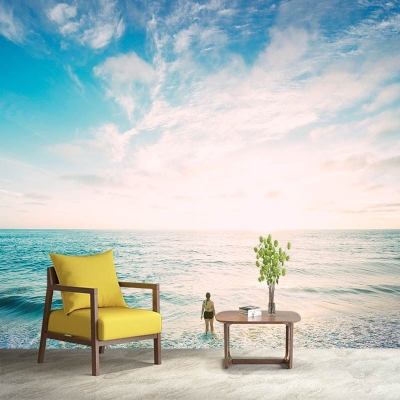 Carta da parati fotografica Panchina del mare Stampa del mare tropicale Decorativo resistente alla muffa