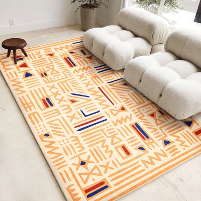 Tappeto totem tribale Boho Tappeto in poliestere multicolore resistente alle macchie per la decorazione domestica