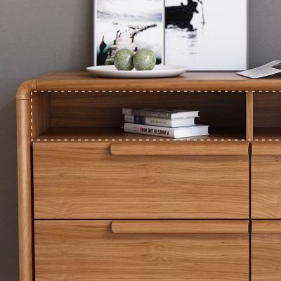 Cassettiera portaoggetti marrone in stile moderno, cassettiera in legno massello con cassetti