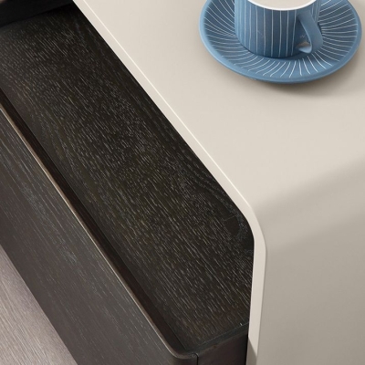 Comodino moderno in legno ingegnerizzato, comodino con cassetto