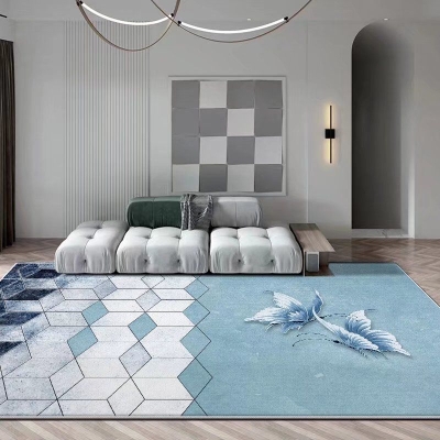 Tappeto con motivo azzurro Tappeto moderno in poliestere Tappeto antimacchia per soggiorno