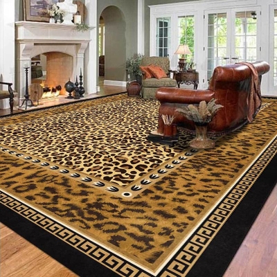 Tappeto Funky con stampa leopardata Tappeto per interni in poliestere resistente alle macchie per soggiorno