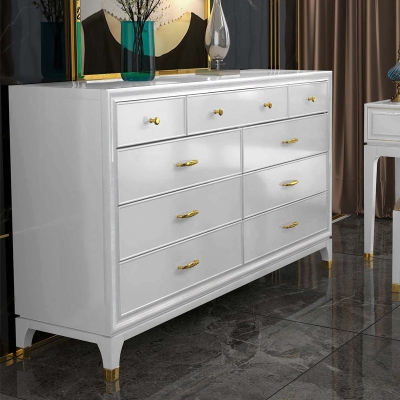 Klassische Glam-Aufbewahrungskommode, wei&szlig;, Kommode mit 5/8/9 Schubladen, 15,6 Zoll Breite